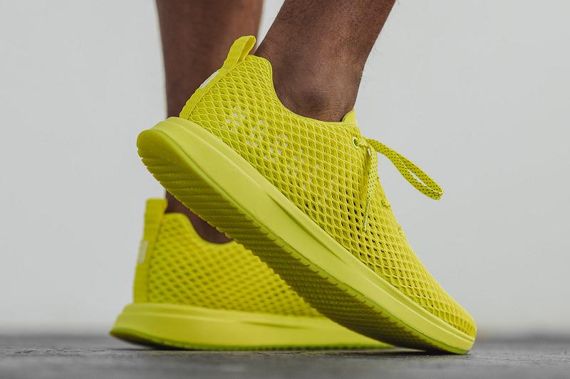 Yellow Nobull Neon Lime Mesh Runner Men's Running Shoes | CA R1138V